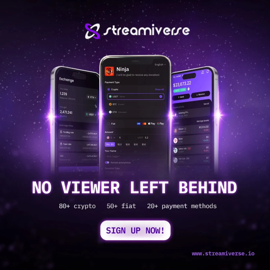 Streamiverse social graphic promoting international donation support